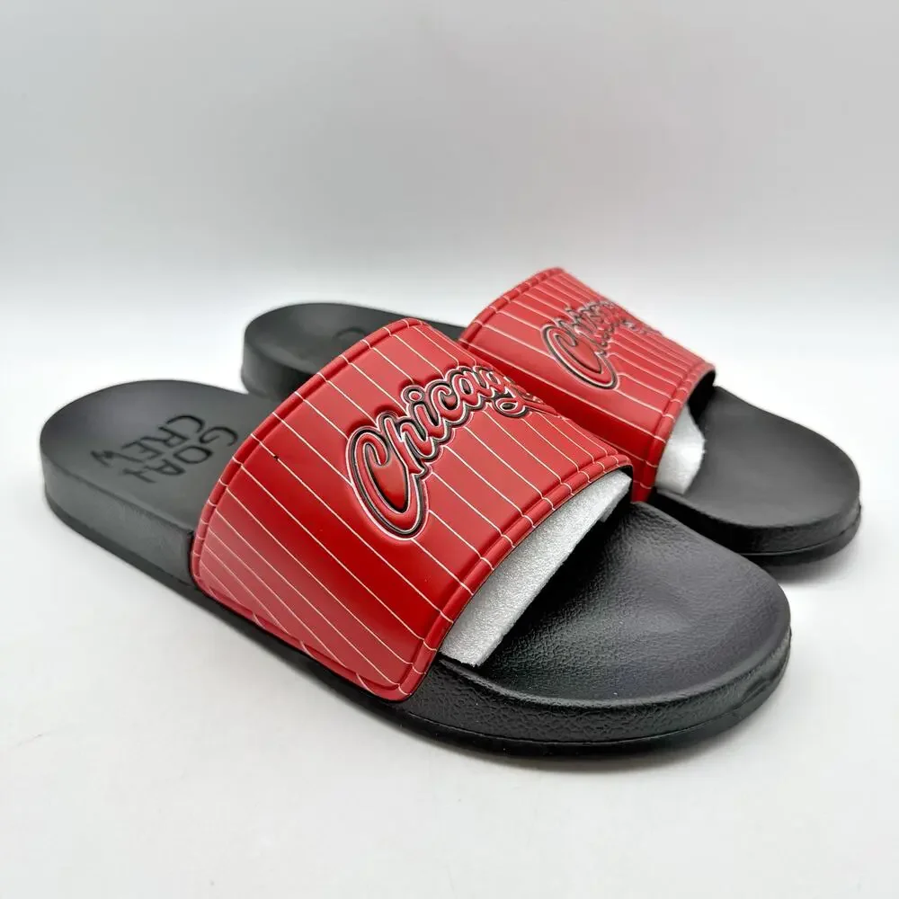 73 Studio Mens Chicago Sandals US 10 EU 43 Red Black Slides Rubber NWOB
